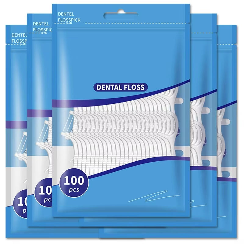 200Pcs Dental Floss and Plastic Toothpicks for One-Time Cleaning of Dental Gaps-Oral Care