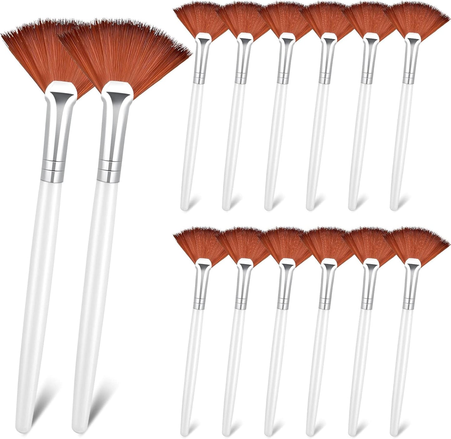 14 Pieces Fan Brushes Facial Applicator Brush Soft Fan Brushes Acid Applicator Brush Cosmetic Makeup Applicator Tools for Mud Cream (Brown)