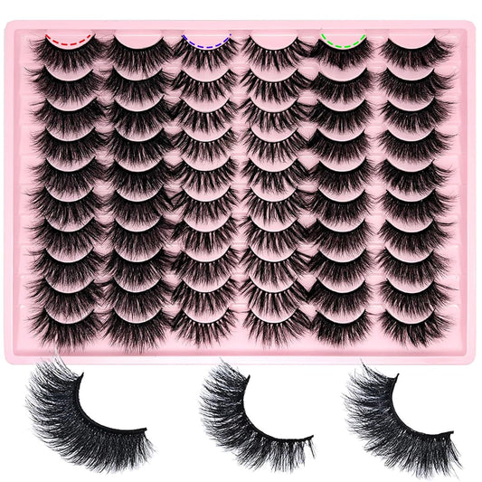 False Eyelashes Bulk Wispy Strip Lashes Natural Look 3D Cat Eye Lashes Pack 18Mm Long Volume C Curl Faux Mink Lashes Multipack (3 Styles)