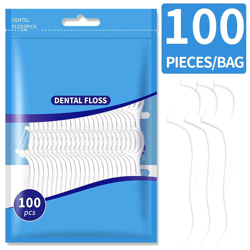 200Pcs Dental Floss and Plastic Toothpicks for One-Time Cleaning of Dental Gaps-Oral Care
