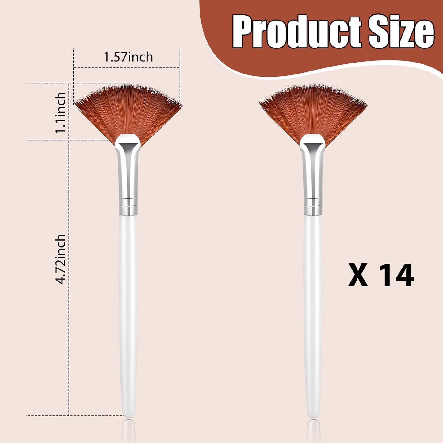 14 Pieces Fan Brushes Facial Applicator Brush Soft Fan Brushes Acid Applicator Brush Cosmetic Makeup Applicator Tools for Mud Cream (Brown)