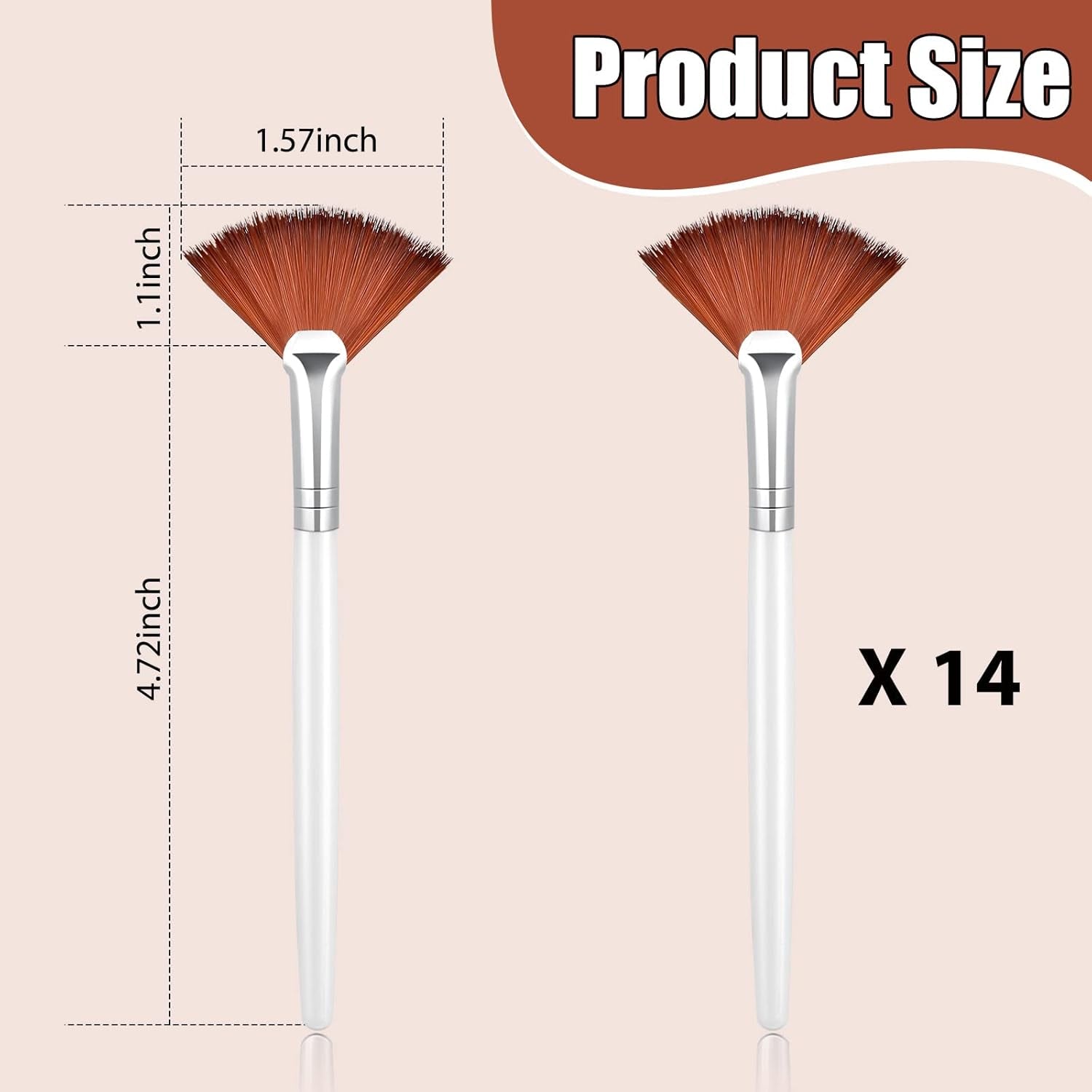 14 Pieces Fan Brushes Facial Applicator Brush Soft Fan Brushes Acid Applicator Brush Cosmetic Makeup Applicator Tools for Mud Cream (Brown)