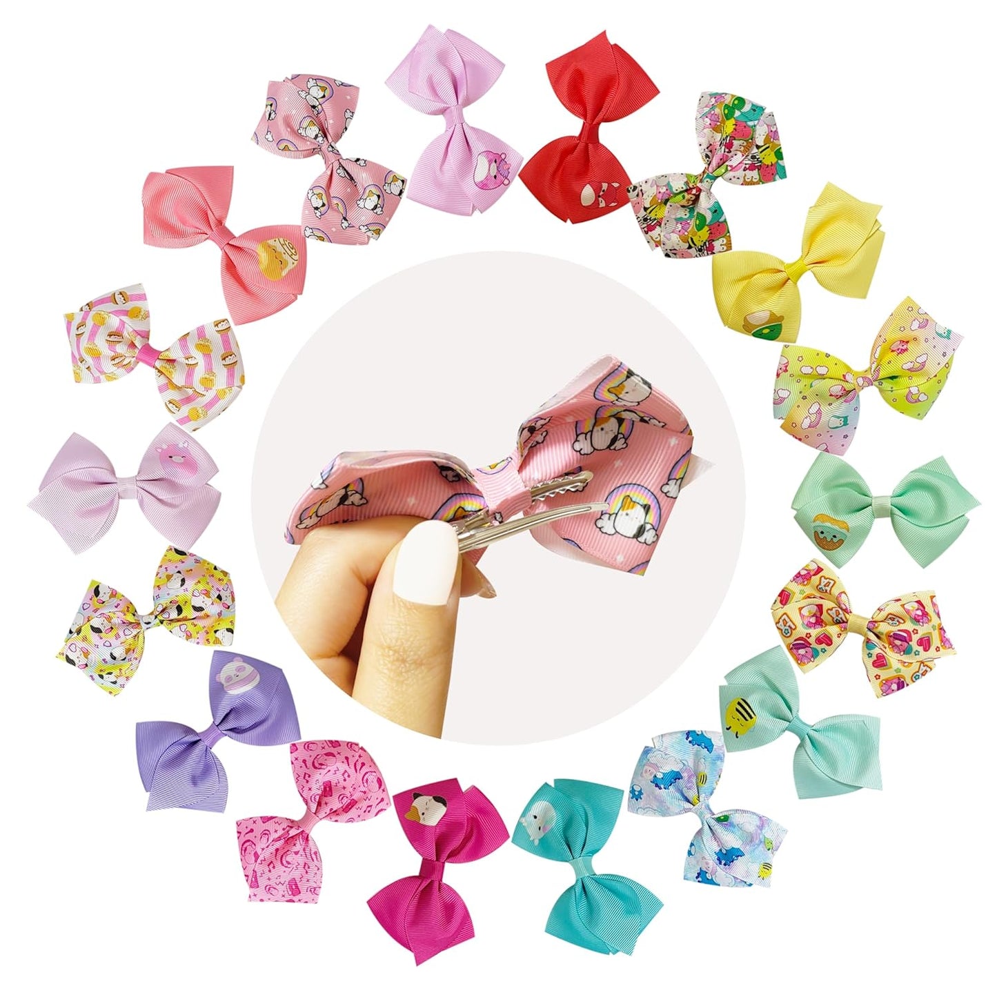 Special Squishmallows Hair Accessories for Girls -18Pc Hair Bow with Aligator Clips, Age 3+