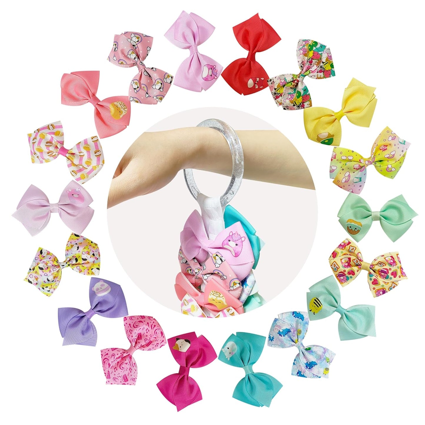 Special Squishmallows Hair Accessories for Girls -18Pc Hair Bow with Aligator Clips, Age 3+
