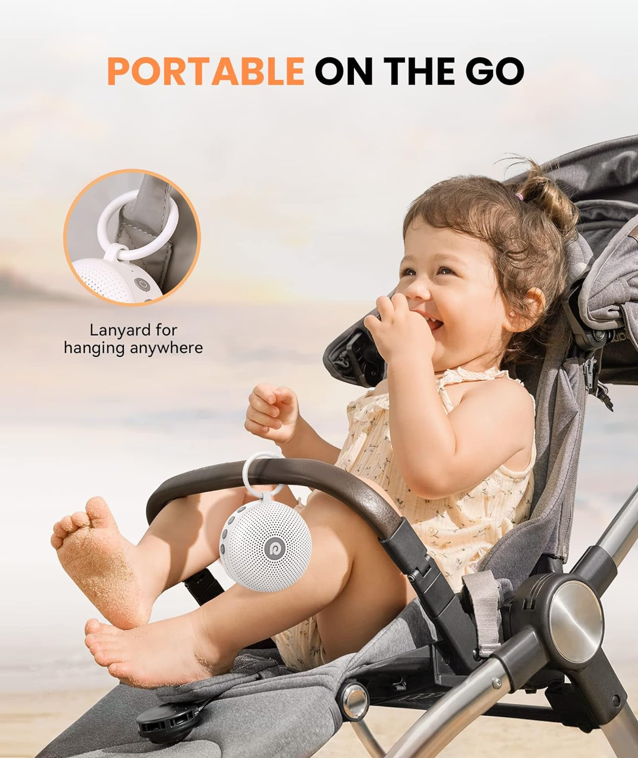 Portable Noise Machine for Baby Adult, Features Powerful Battery, 21 Soothing Sound, Noise Canceling for Office & Sleeping, Sound Therapy for Home, Travel, Registry Gift, Classic White