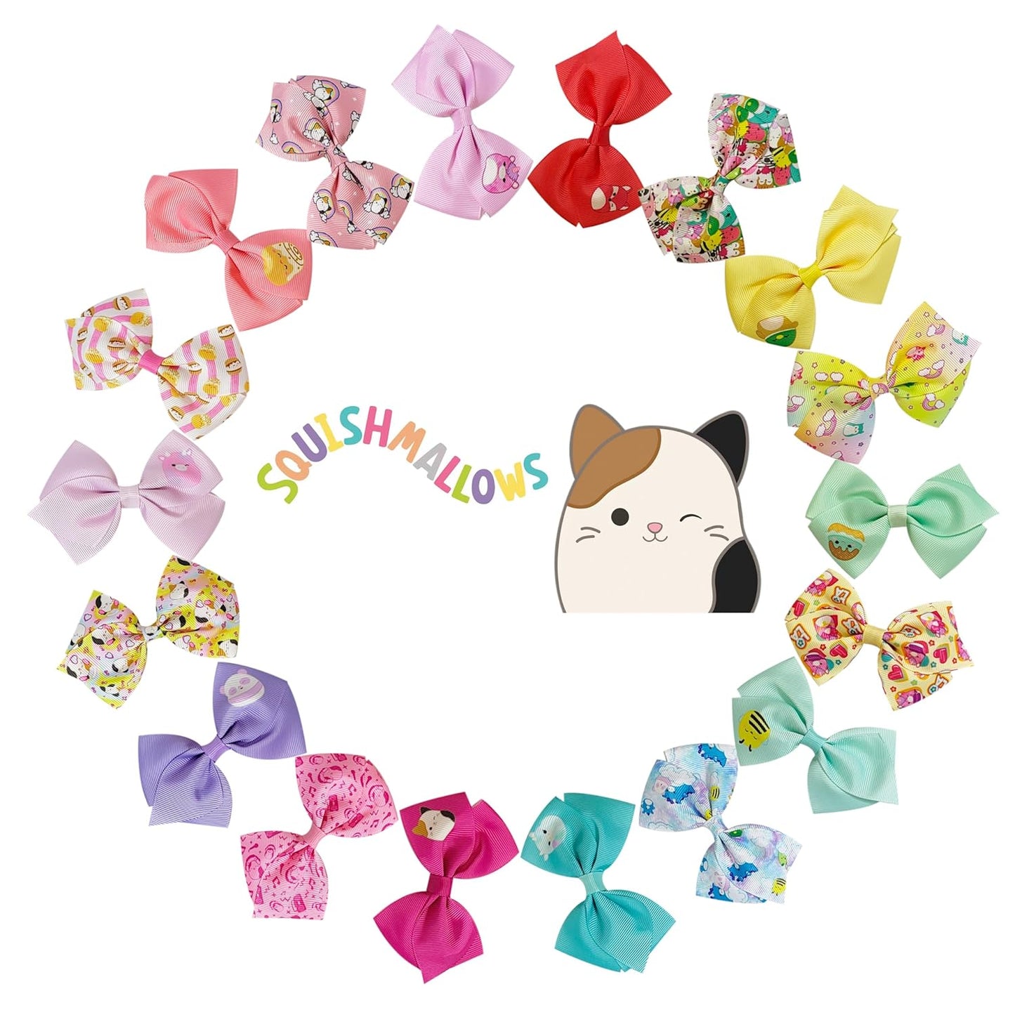 Special Squishmallows Hair Accessories for Girls -18Pc Hair Bow with Aligator Clips, Age 3+